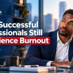 Professional seated at a desk with the headline Why Successful Professionals Still Experience Burnout and Glen Smith Jr. branding.